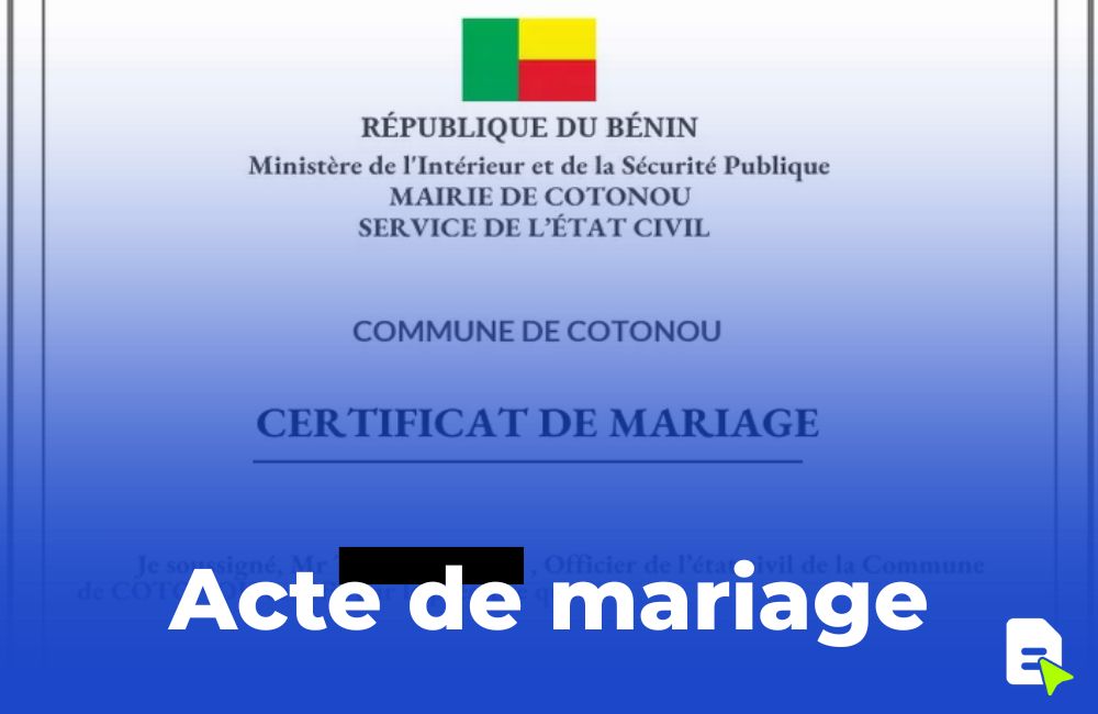 Acte de mariage en ligne au Bénin