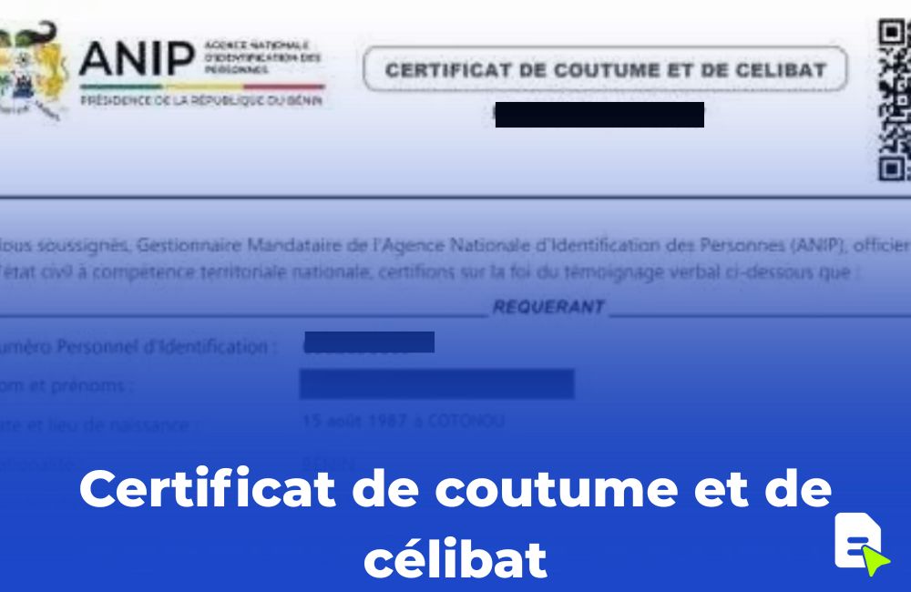Certificat de coutume et de célibat en ligne au Bénin