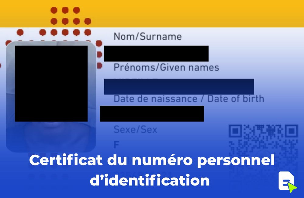 Certificat du numéro personnel d’identification